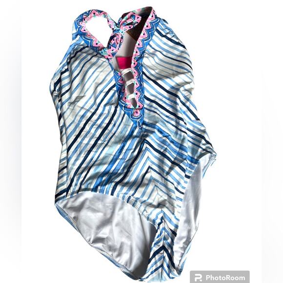 Lilly Pulitzer Loraline one piece swimsuit Seaside Vibe 16 NWT Bathing Suit Swim - Picture 5 of 13